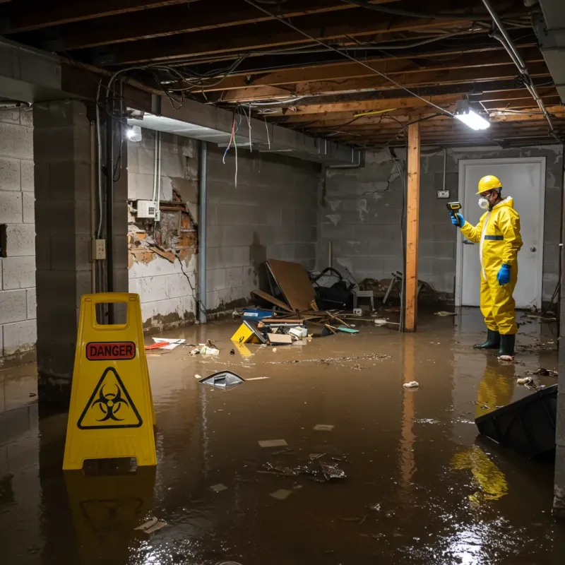 Flooded Basement Electrical Hazard in Darmstadt, IN Property