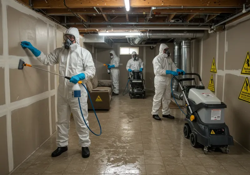 Basement Moisture Removal and Structural Drying process in Darmstadt, IN